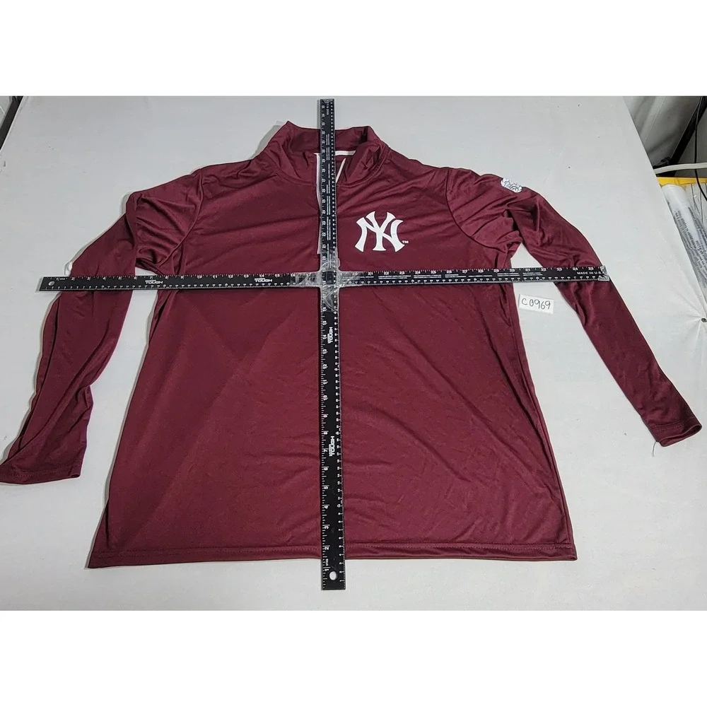 New York Yankees Mens XL Quarter Zip Pullover Maroon Performance Shirt 49410